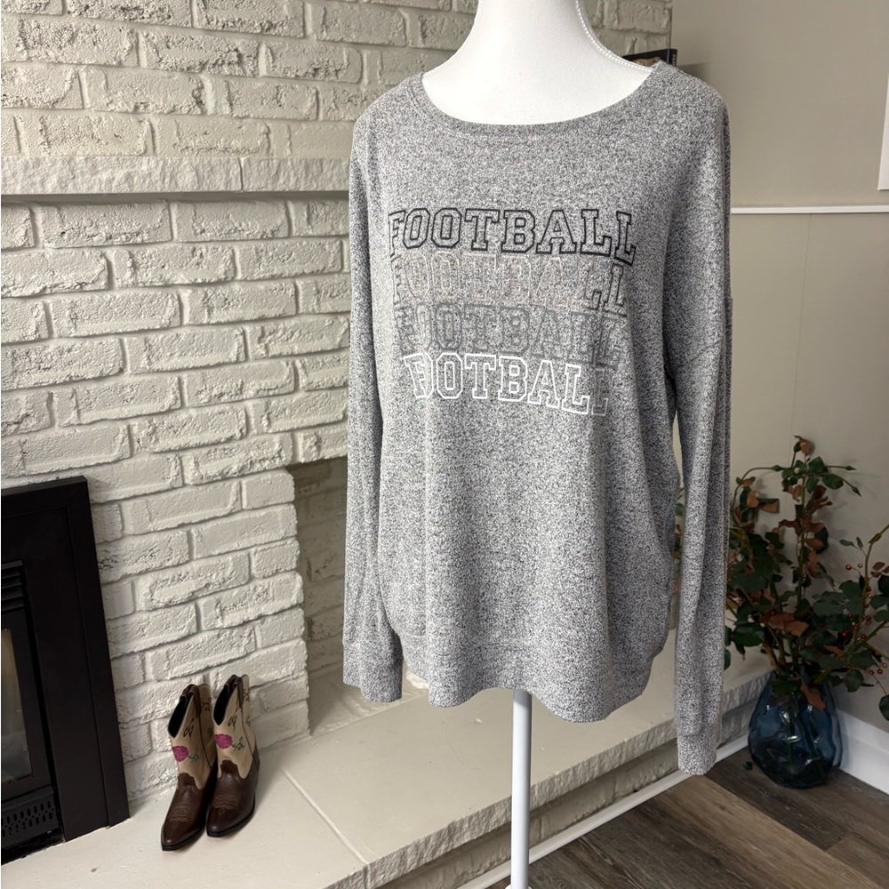 Maurices Heather Grey Football Gameday Knit Pullover Top Sweater Size Medium M